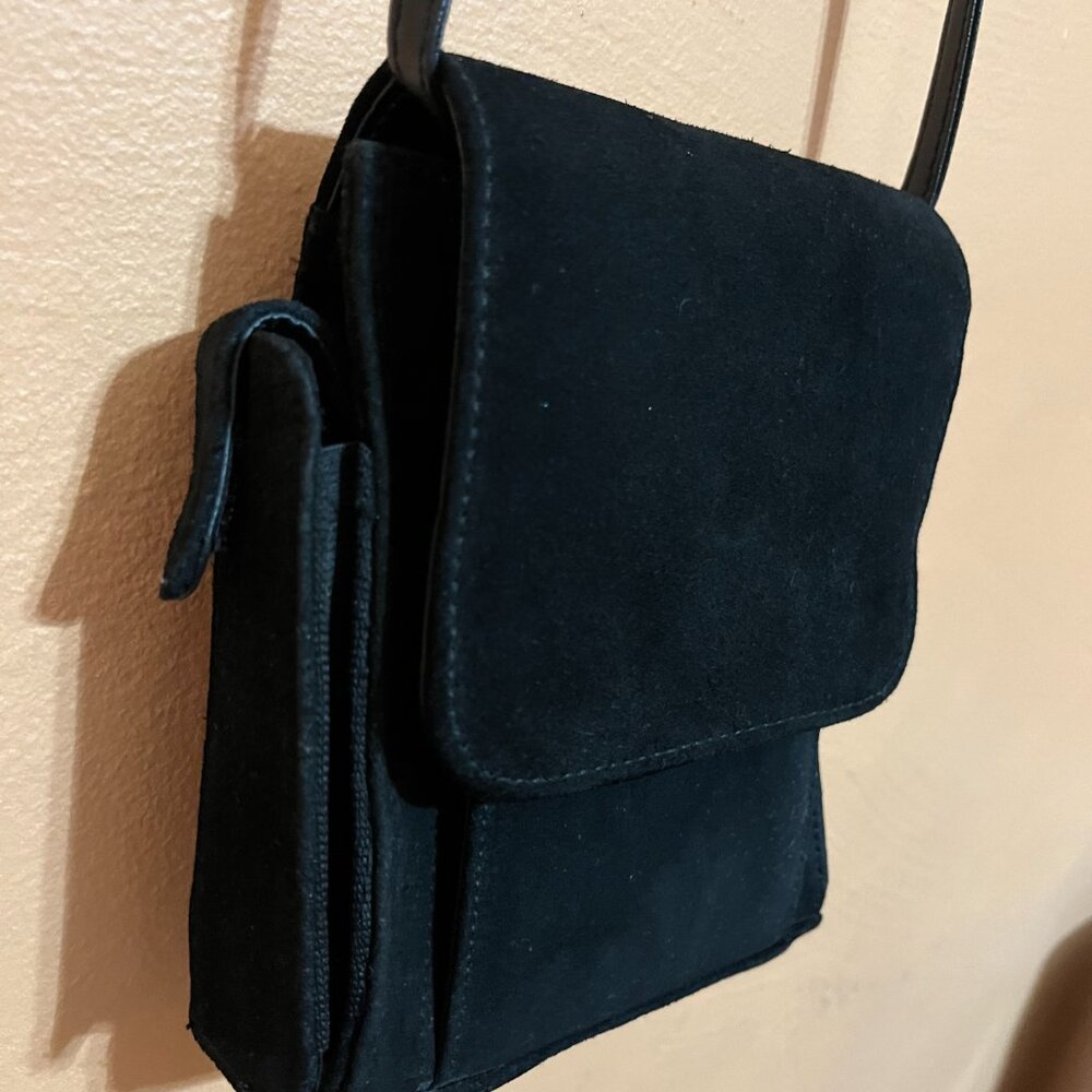OKPTA Crossbody Black Suede Purse. NEW